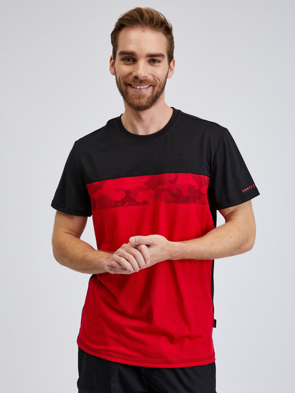 Sam 73 Schwarzes und rotes Herren-T-Shirt SAM73 Cetus