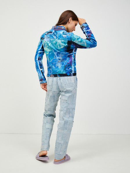Orientique Blaue gemusterte Orientique-Denim-Jacke für Damen