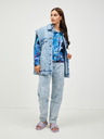 Orientique Blaue gemusterte Orientique-Denim-Jacke für Damen