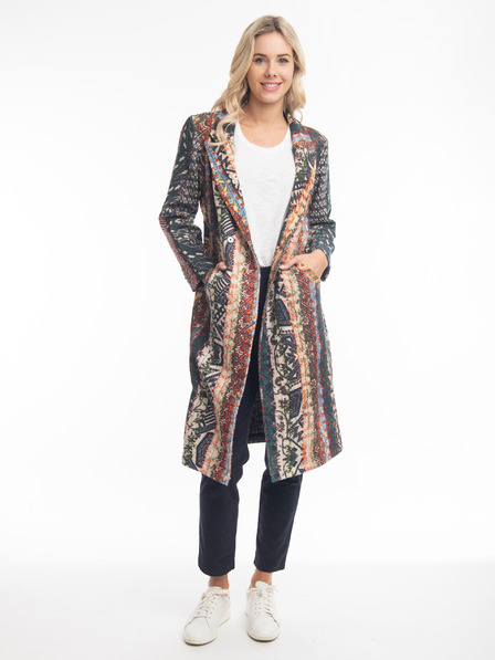 Orientique Brauner und blauer Orientique Tartan Damenmantel gemustert