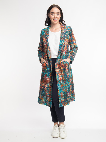 Orientique Orange und blauer Orientique Tartan Damenmantel gemustert