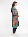 Orientique Orange und blauer Orientique Tartan Damenmantel gemustert
