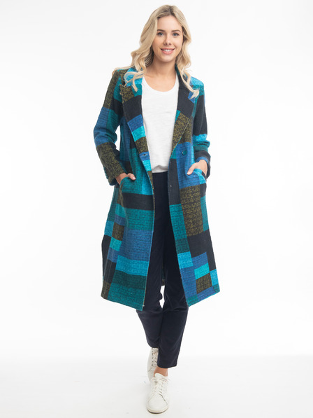 Orientique Blau karierter Damenmantel Orientique Tartan