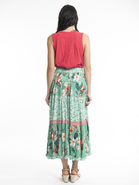 Orientique Orientique Kaleici hellgrüner Damen Maxirock mit Blumenmuster