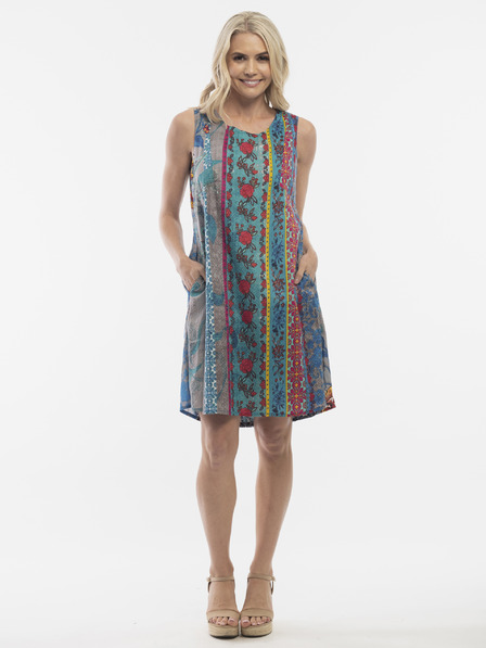 Orientique Blaues Orientique gemustertes Wendekleid für Damen