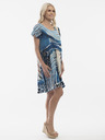 Orientique Blaues gemustertes Damenkleid mit Leinen Orientique