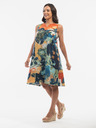 Orientique Orangefarbenes und dunkelblaues gemustertes Kleid von Orientique für Damen