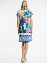 Orientique Blau Gemustertes Kleid mit Leinen Orientique Agios