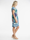 Orientique Blau Gemustertes Kleid mit Leinen Orientique Agios
