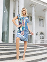 Orientique Blau Gemustertes Kleid mit Leinen Orientique Agios