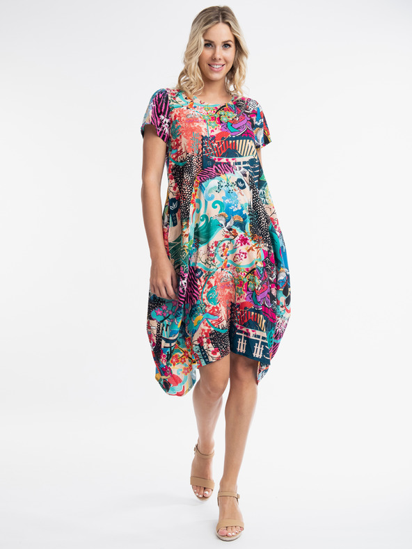 Orientique Türkis und lila Orientique Onikawa gemustertes Kleid für Frauen