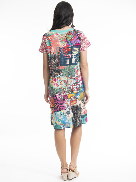 Orientique Blau-rosa Orientique Onikawa gemustertes Kleid für Damen