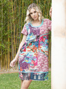 Orientique Blau-rosa Orientique Onikawa gemustertes Kleid für Damen
