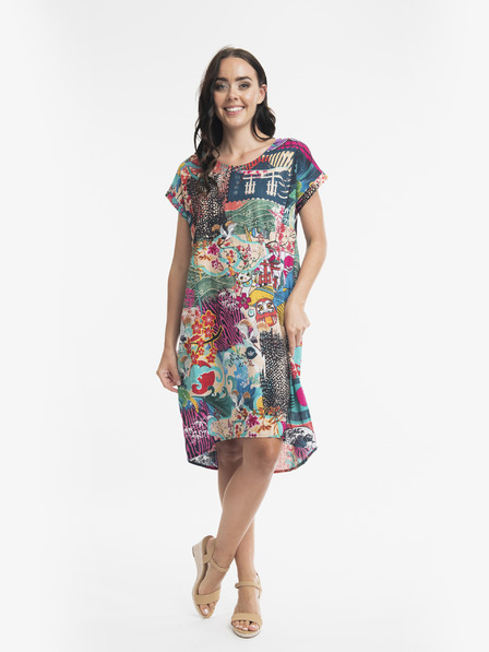 Orientique Petrol Damen Gemustertes Kleid Orientique Onikawa