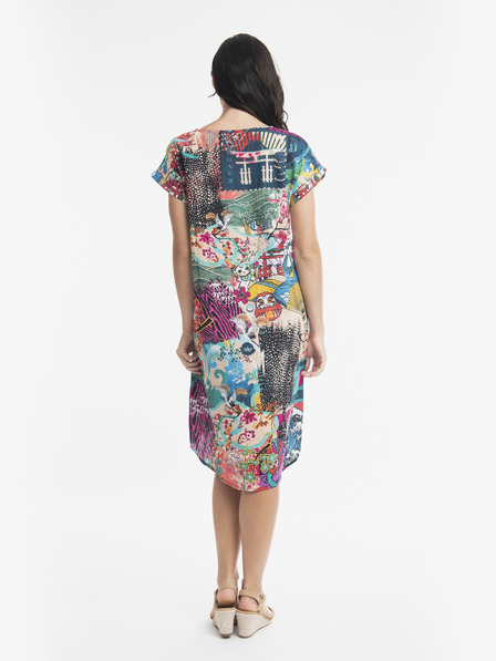 Orientique Petrol Damen Gemustertes Kleid Orientique Onikawa