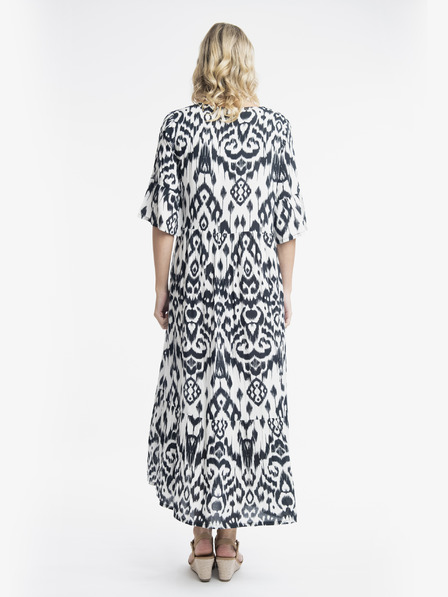 Orientique Weiß-schwarzes gemustertes Maxikleid von Orientique Izmir für Damen