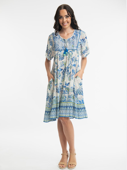 Orientique Hellblaues Orientique Rhodes Damenkleid mit Blumenmuster