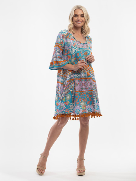 Orientique Türkisfarbenes gemustertes Damenkleid Orientique