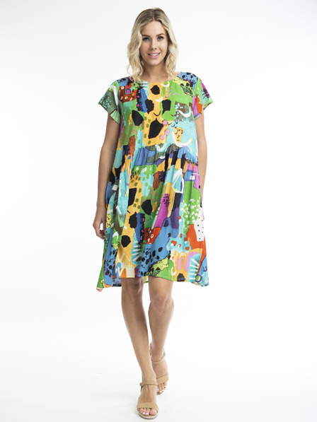 Orientique Gelb und blau Orientique Alanya gemustertes Kleid für Damen