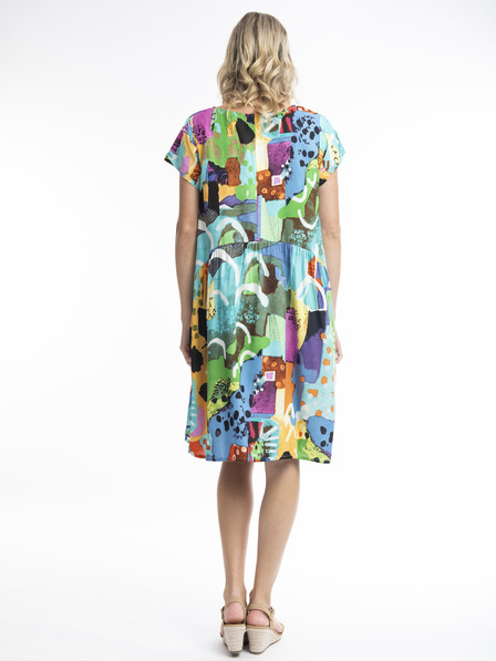 Orientique Gelb und blau Orientique Alanya gemustertes Kleid für Damen