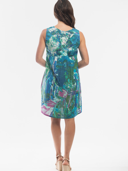 Orientique Türkisfarbenes gemustertes Damenkleid mit Taschen Orientique