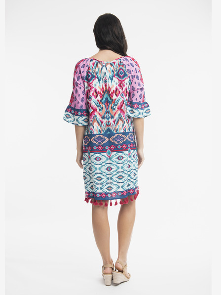 Orientique Rosa und türkisfarbenes Orientique Izmir gemustertes Kleid für Damen