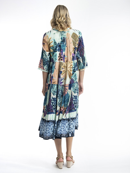Orientique Orientique Agios blau gemustertes Midikleid für Damen