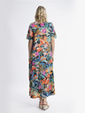 Orientique Orange-blaues gemustertes Maxikleid von Orientique Paphos für Damen