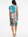 Orientique Orientique Leonardo braun und blau gemustertes Damenkleid mit Leinen