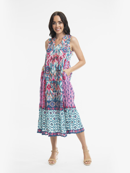 Orientique Lila und blaues gemustertes Midikleid für Damen von Orientique Izmir