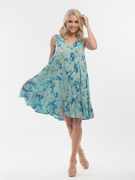 Orientique Türkisfarbenes Orientique Damen-Blumenkleid