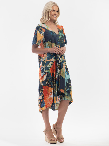 Orientique Dunkelblaues gemustertes Orientique Kleid für Damen