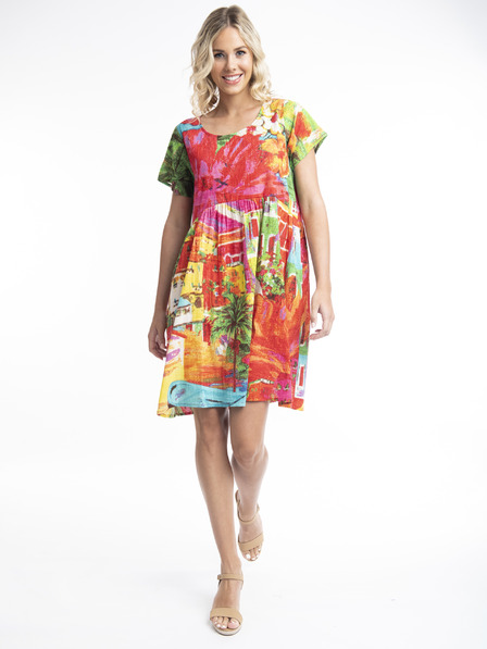 Orientique Rosa und rot Orientique Aiya Napa gemustertes Kleid für Damen