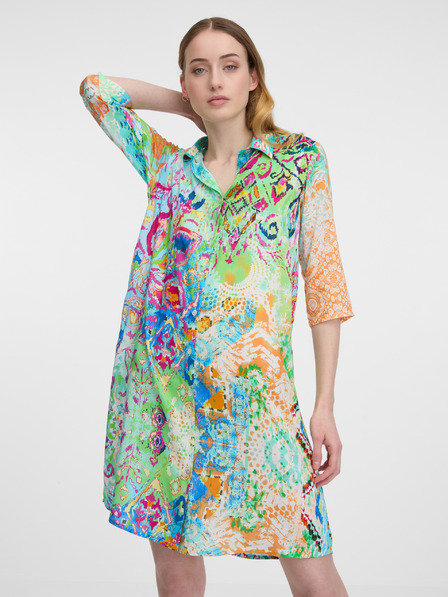 Orientique Blau-grün gemustertes Orientique Damen Shirtkleid