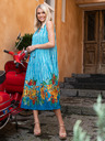 Orientique Weißes und hellblaues Orientique gemustertes Wendekleid für Damen