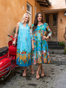 Orientique Weißes und hellblaues Orientique gemustertes Wendekleid für Damen