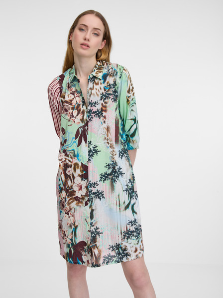 Orientique Orientique braun-grünes gemustertes Shirtkleid für Damen