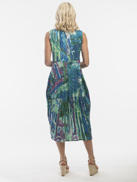 Orientique Blaues gemustertes Damen-Midikleid Orientique