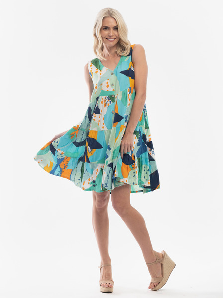 Orientique Türkisfarbenes gemustertes Damenkleid Orientique