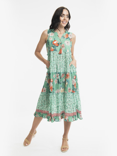 Orientique Orientique Kaleici Grünes Florales Midikleid für Damen
