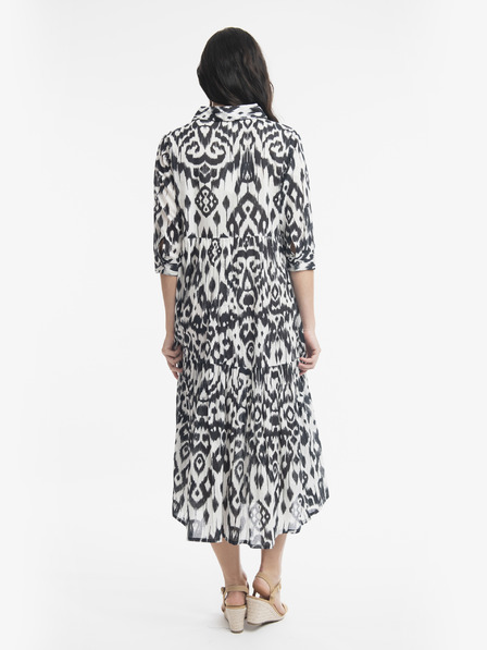 Orientique Weiß-schwarzes gemustertes Midikleid von Orientique Izmir für Damen