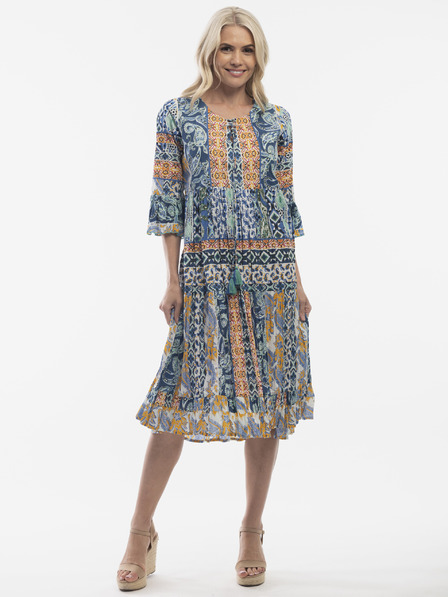 Orientique Orange und blau gemustertes Orientique-Damenkleid