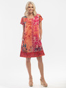 Orientique Rot-orangefarbenes Orientique gemustertes Kleid für Damen