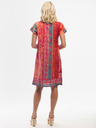Orientique Rot-orangefarbenes Orientique gemustertes Kleid für Damen
