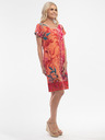 Orientique Rot-orangefarbenes Orientique gemustertes Kleid für Damen