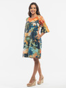 Orientique Dunkelblau-orangefarbenes Orientique-Damenkleid
