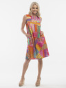 Orientique Orange-rosa gemustertes Damenkleid mit Taschen Orientique