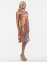 Orientique Orange-rosa gemustertes Damenkleid mit Taschen Orientique
