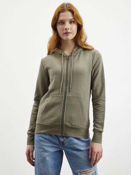 ZOOT.lab Khakifarbener Damen-Kapuzenpullover mit Reißverschluss ZOOT.lab