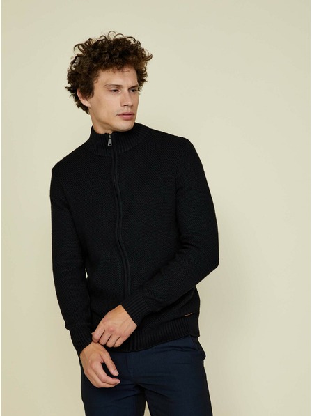 ZOOT.lab Schwarzer Herrenpullover mit Reißverschluss und Stehkragen ZOOT.lab Brad